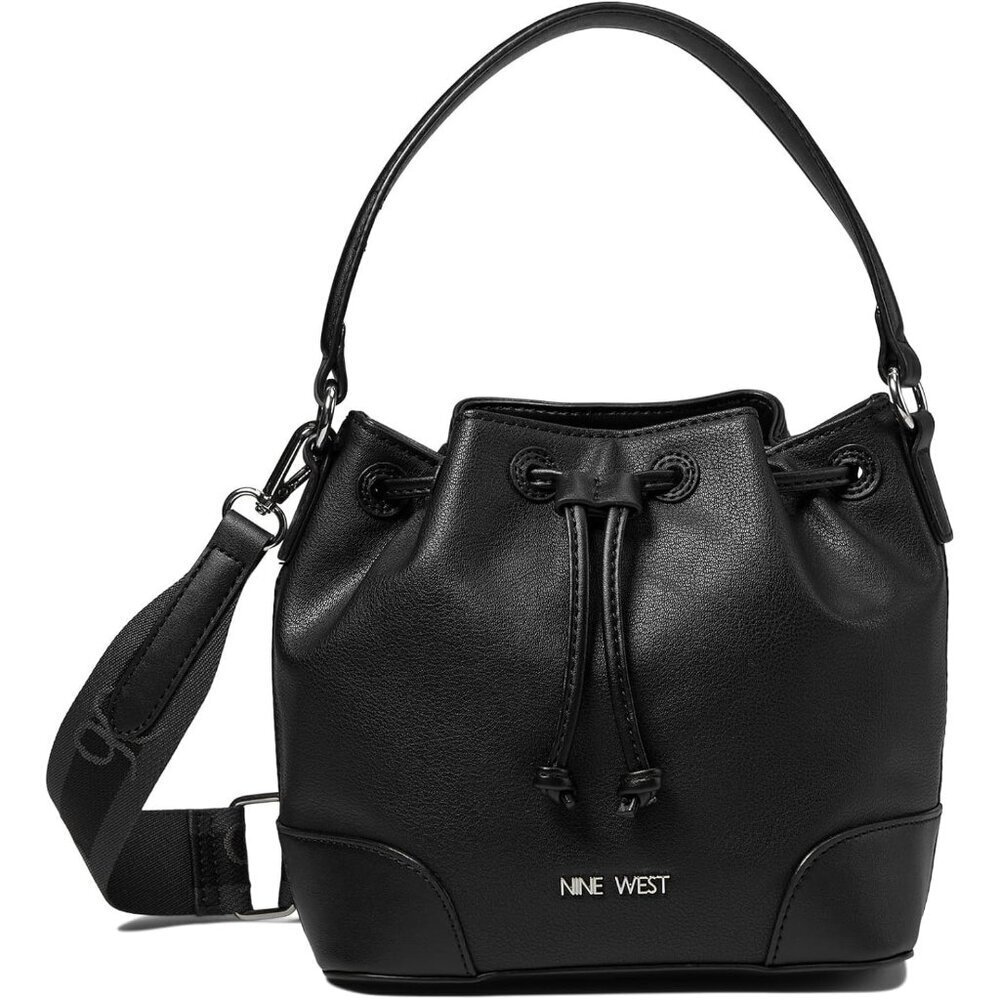 Mini Bucket Crossbody Bag Polyester Womens Adjustable Magnetic Closure